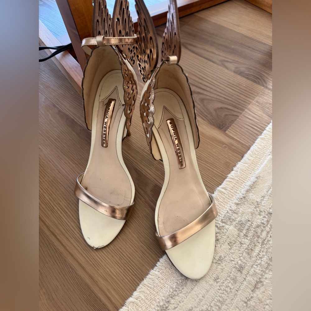 Sophia Webster Metallic Gold and Cream Heels